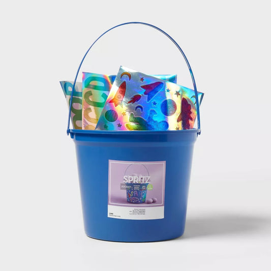 8"x9" 8"x9" Canasta de Pascua Con Stickers - Azul