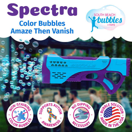 PoppinColorz Spectra: Rechargeable Color Bubble Blaster - Pistola Recargable Burbujas  - Disp. Aprox. 11 de Mayo 2026de Colores