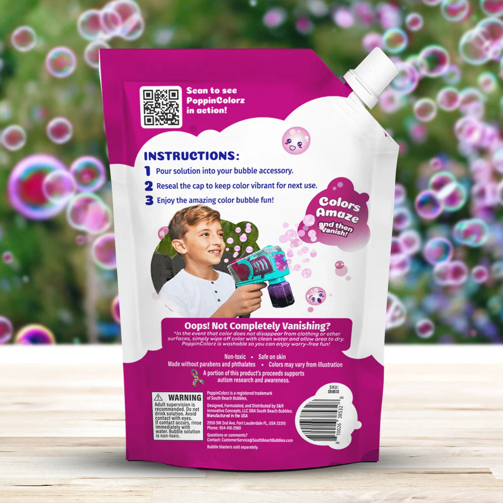 PoppinColorz™️ Stain-Free Color Bubbles Refill – Pink Pizzaz 14oz - Disp. Aprox. 11 de Mayo 2026
