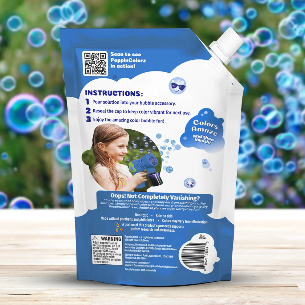 PoppinColorz™️ Stain-Free Color Bubbles Refill – Blazin' Blue 14oz