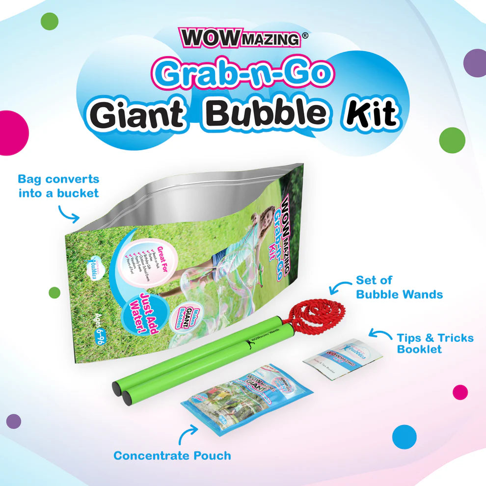 WOWmazing Grab-n-Go Kit - Kit de Burbujas Grandes Travel