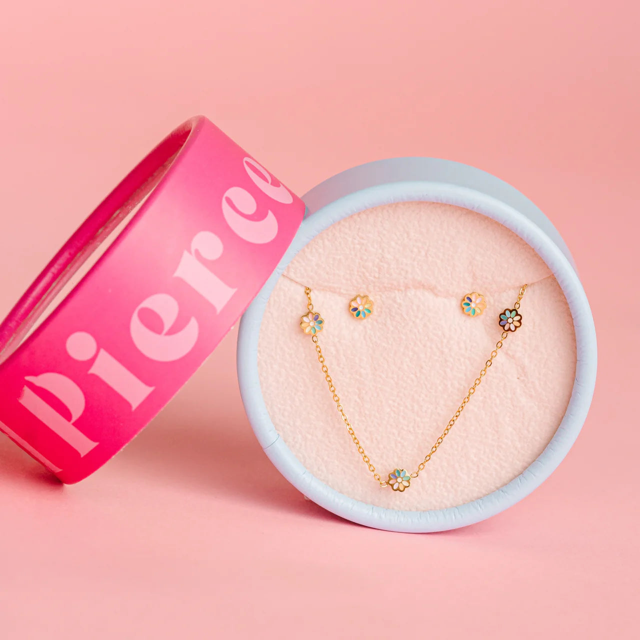 Set Rainbow Daisy - Set de Collar y Aretes - Stainless Steel