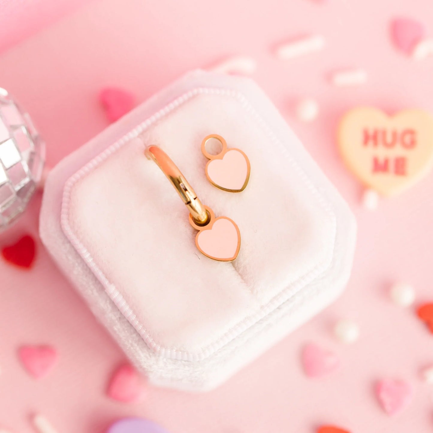 Charms para Argollas -  Peachy Heart  (Cubiertos 18K)
