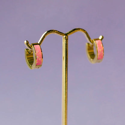 Argollas Neon Pink Opal 8mm (Cubiertas 18K)
