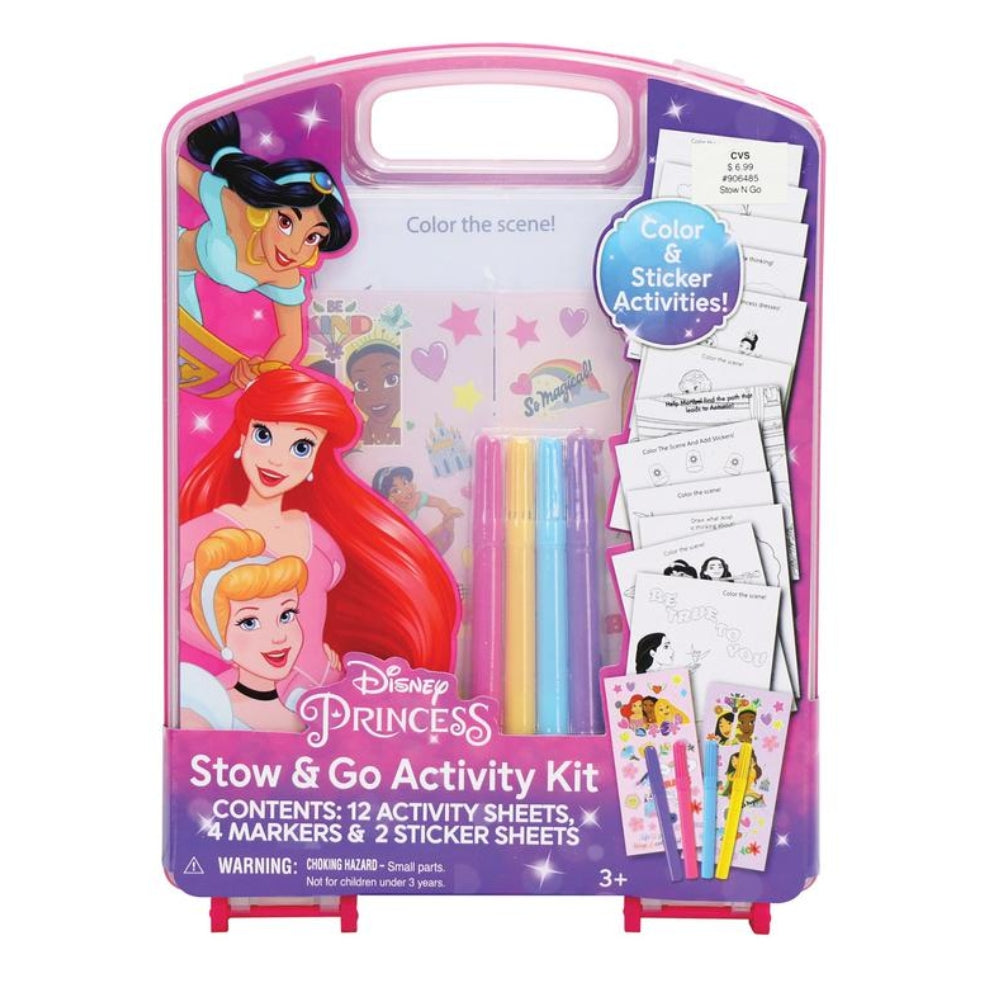 ©Disney Princess Stow and Go Color & Stickers Activity Kit Portable Case