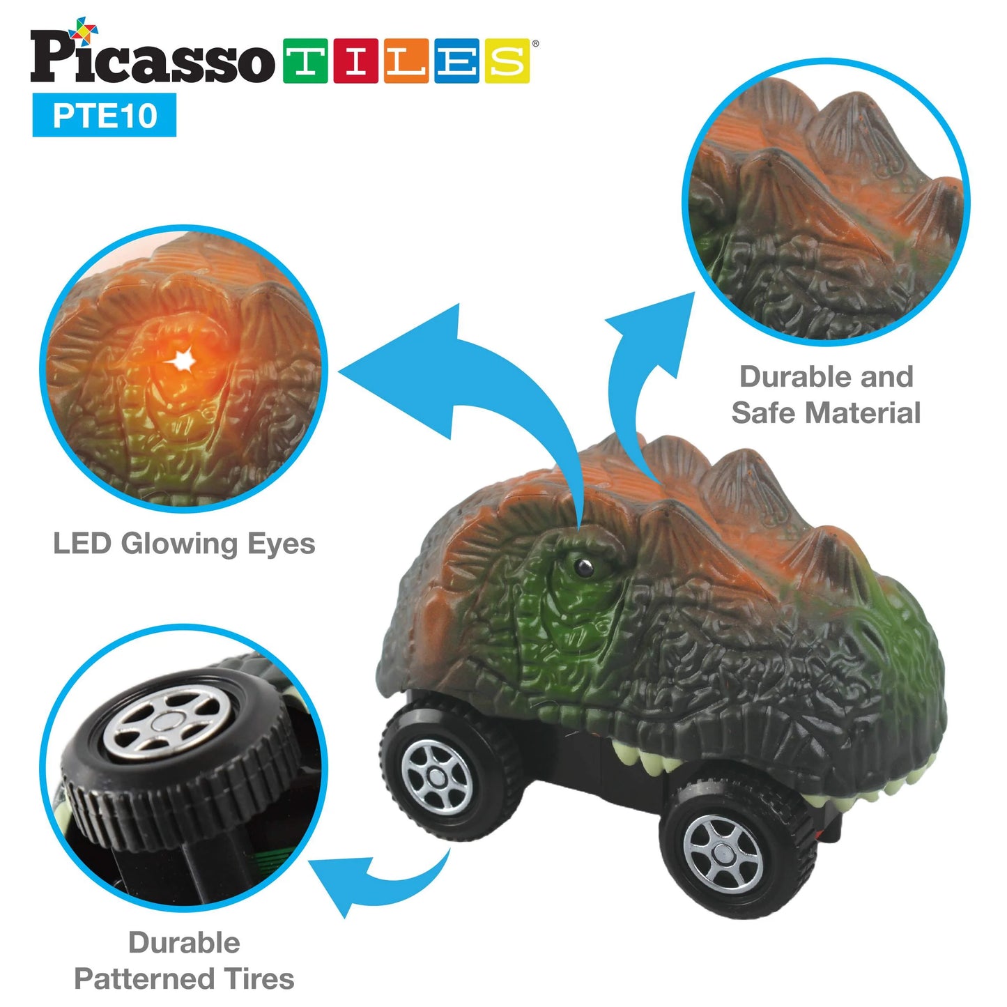 Set de 2 Carros en Forma de Dinosaurio para Pista