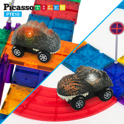 Set de 2 Carros en Forma de Dinosaurio para Pista