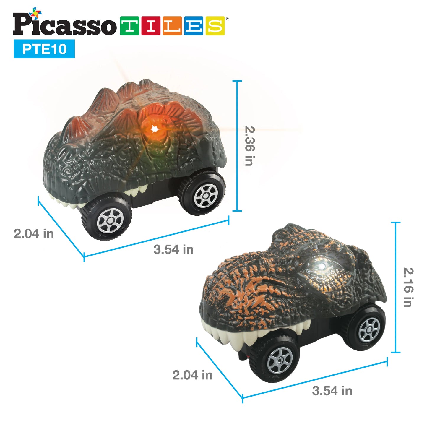 Set de 2 Carros en Forma de Dinosaurio para Pista