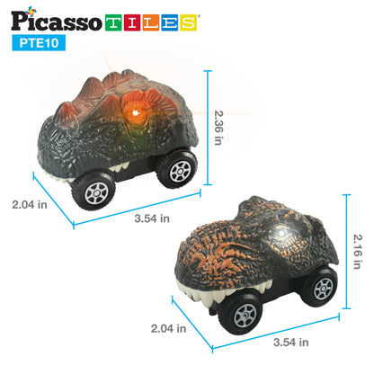 Set de 2 Carros en Forma de Dinosaurio para Pista