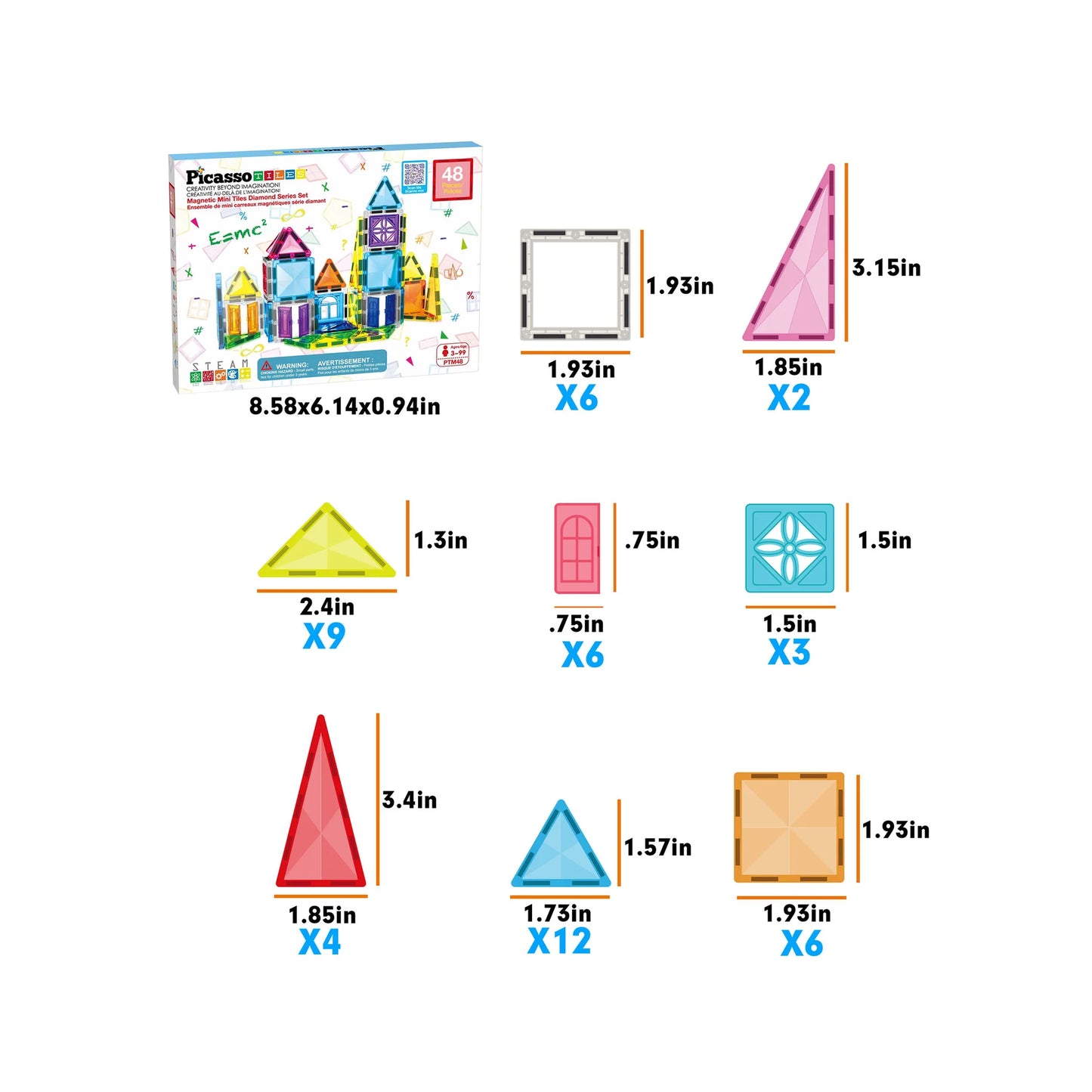 Set de Mini Diamantes - 48 Piezas Bloques Magneticos