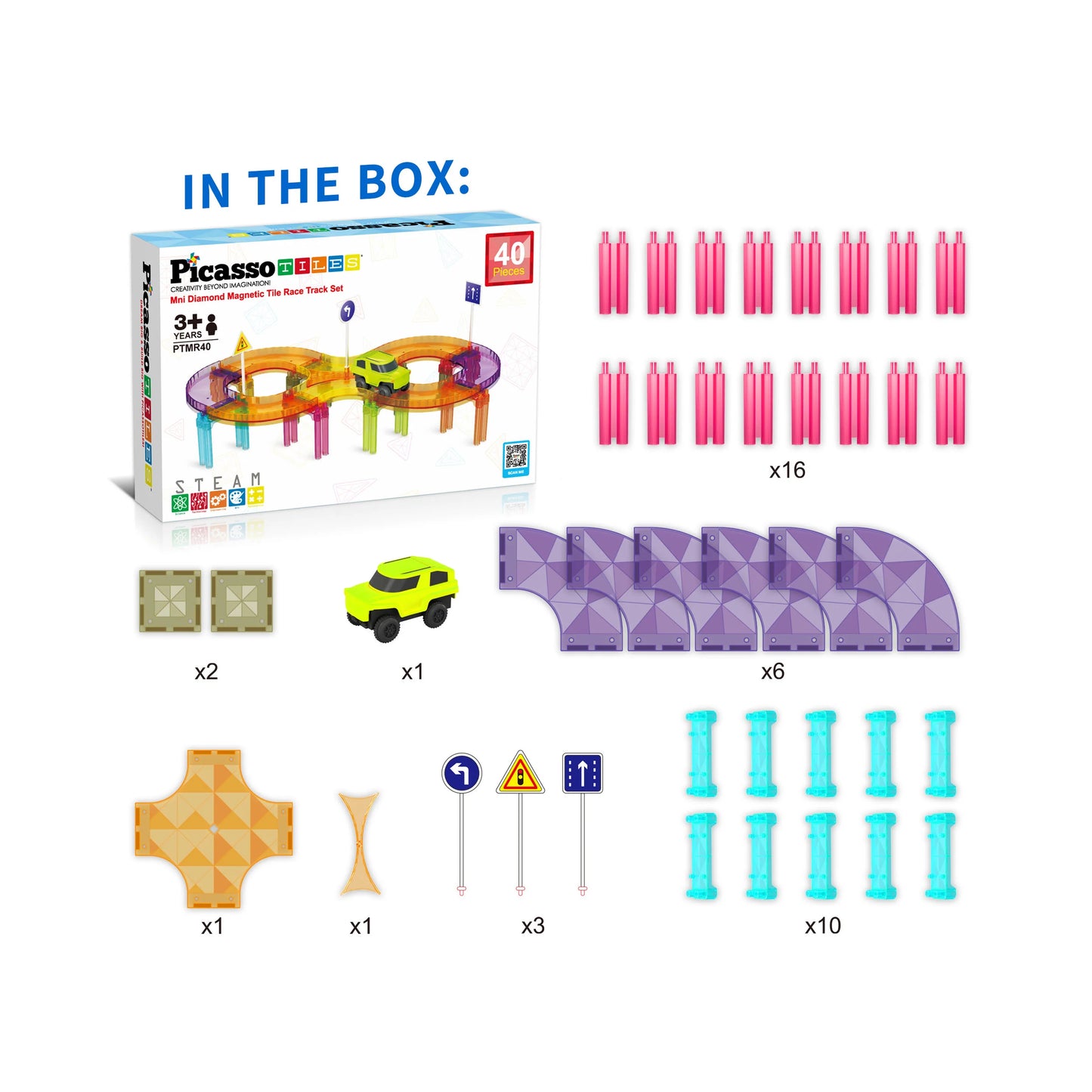 Pista de Carros Mini 40 Piezas - Bloques Magneticos