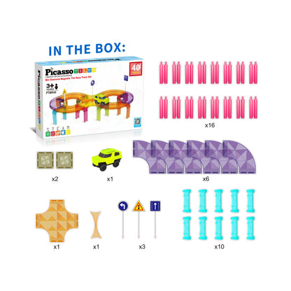 Pista de Carros Mini 40 Piezas - Bloques Magneticos