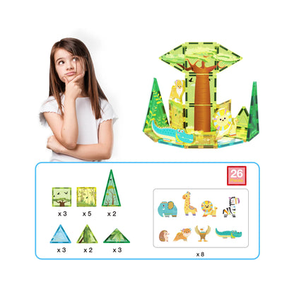 Set de 26 Piezas De Safari - Bloques Magnéticos