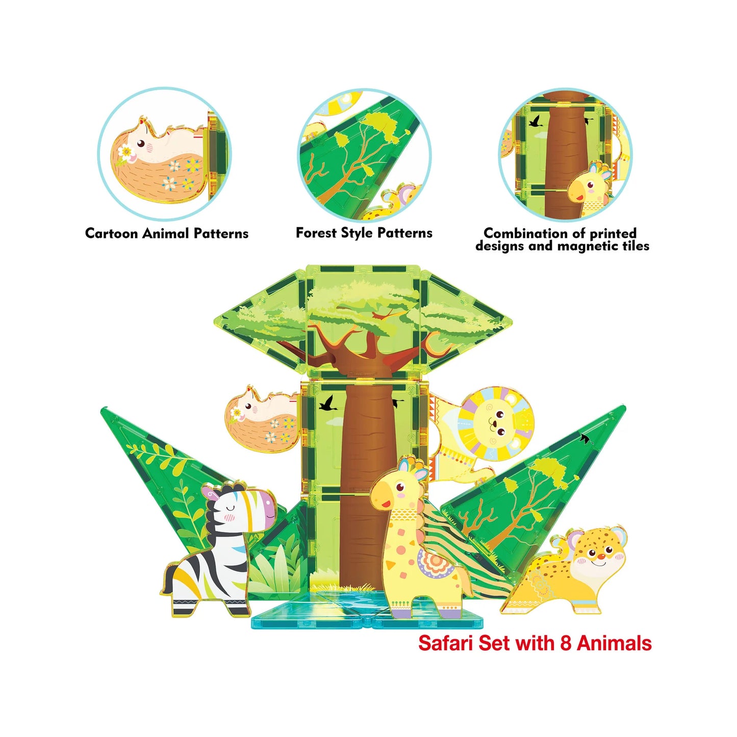 Set de 26 Piezas De Safari - Bloques Magnéticos
