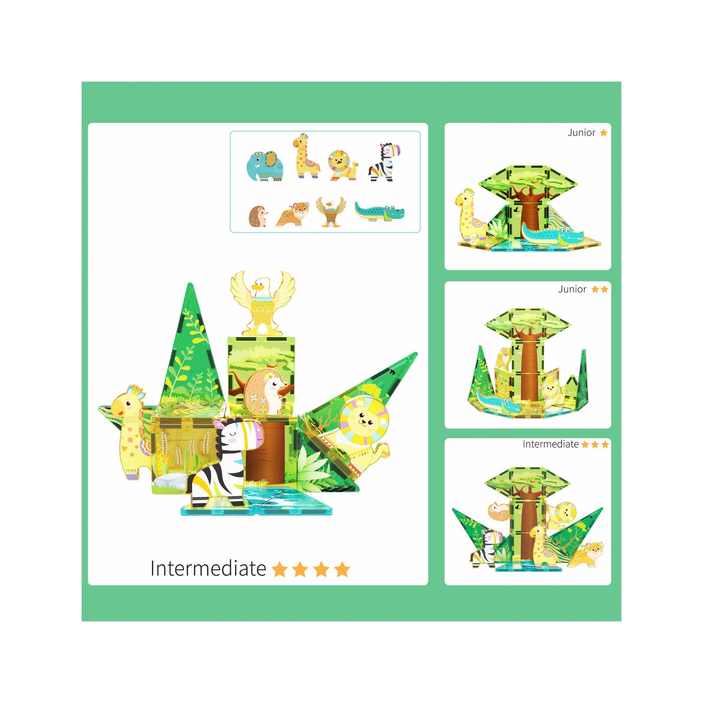 Set de 26 Piezas De Safari - Bloques Magnéticos