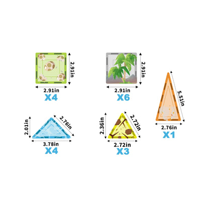 Set de 26 Piezas Bloques Magneticos - Tema Mundo de Dinosaurios