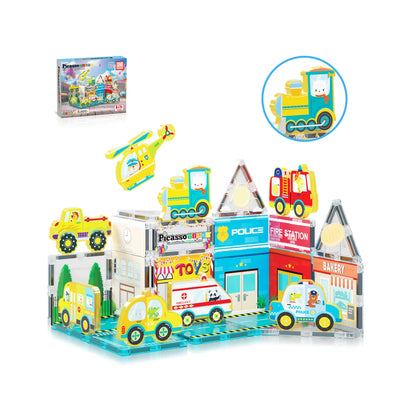 Set de 26 Piezas Bloques Magneticos - Tema Ciudad Metropolitana