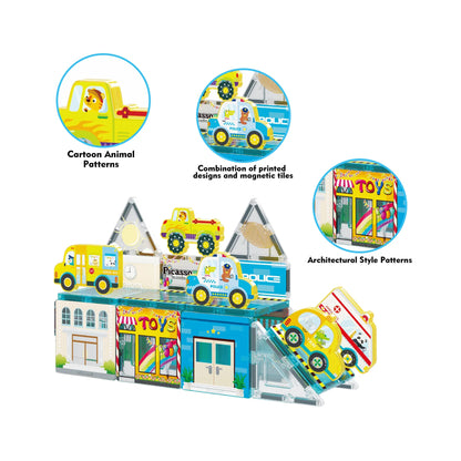 Set de 26 Piezas Bloques Magneticos - Tema Ciudad Metropolitana