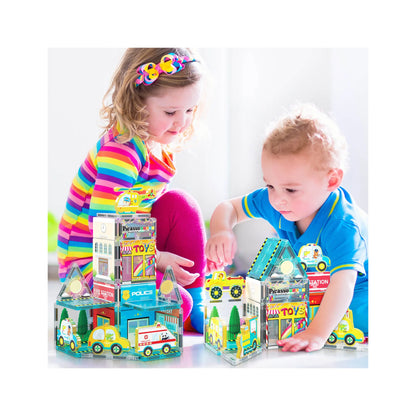 Set de 26 Piezas Bloques Magneticos - Tema Ciudad Metropolitana