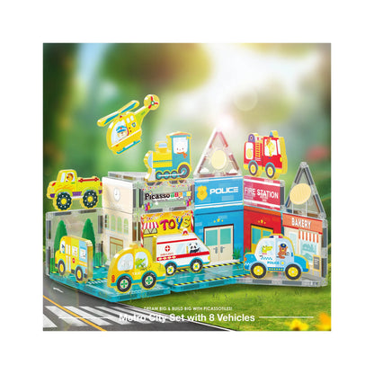 Set de 26 Piezas Bloques Magneticos - Tema Ciudad Metropolitana