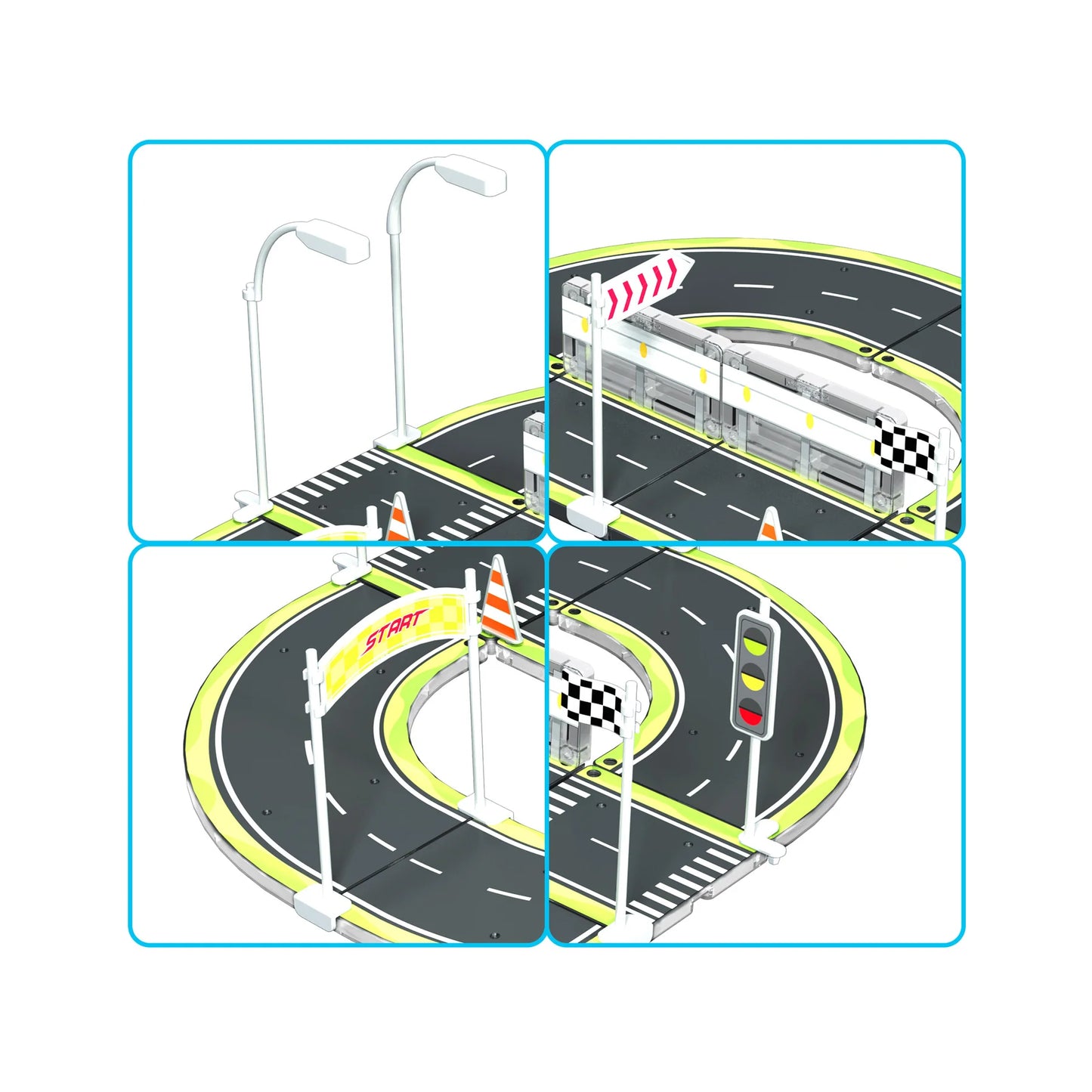 Set de Pista de Carro Magnetica - 28 Piezas con Diseño de Carrera