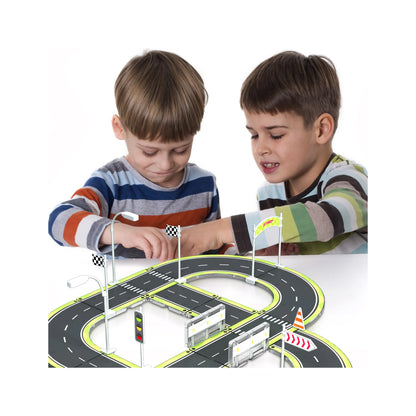 Set de Pista de Carro Magnetica - 28 Piezas con Diseño de Carrera