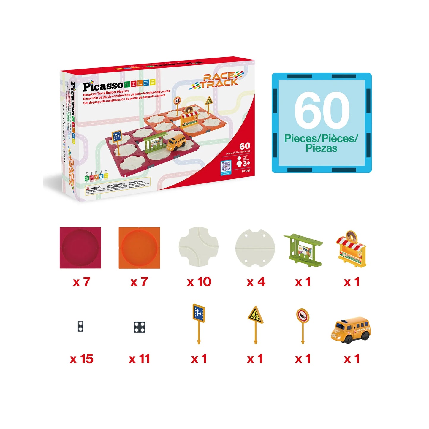 Set de 60 Piezas Pista de Carros que Rota