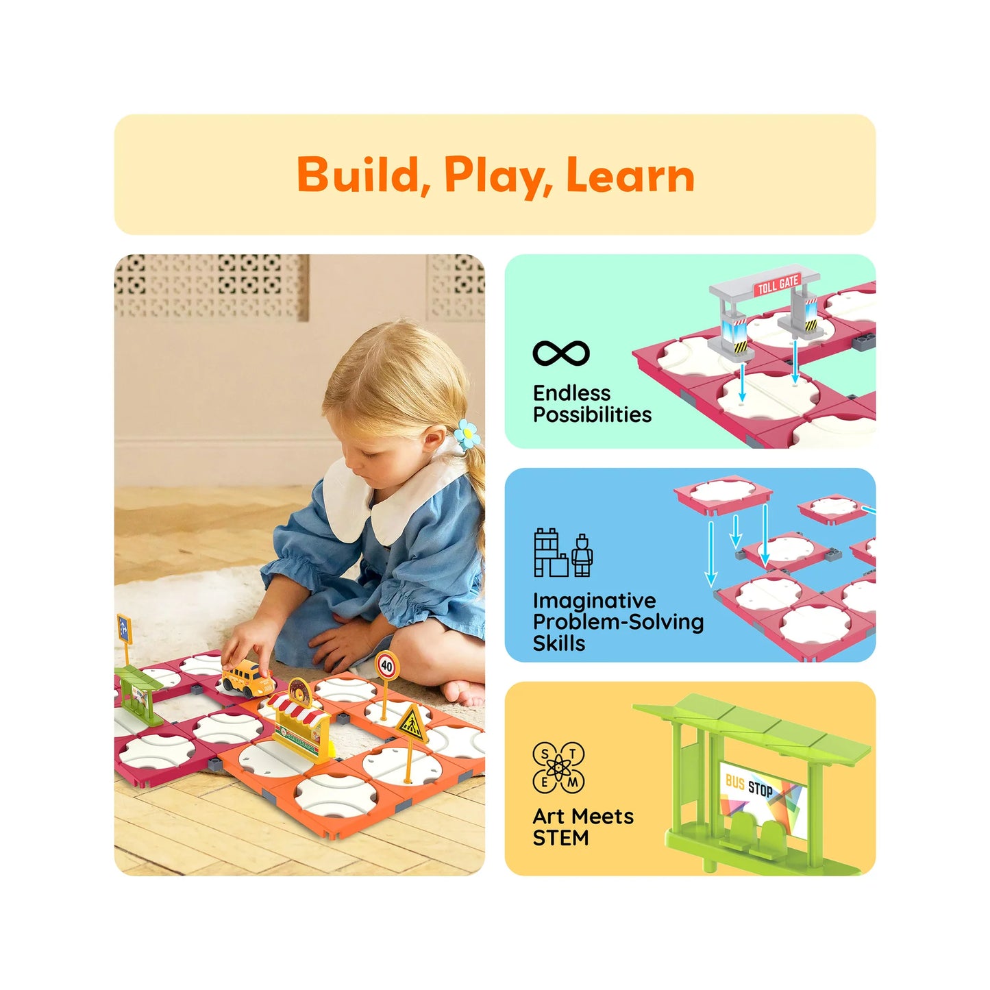 Set de 60 Piezas Pista de Carros que Rota