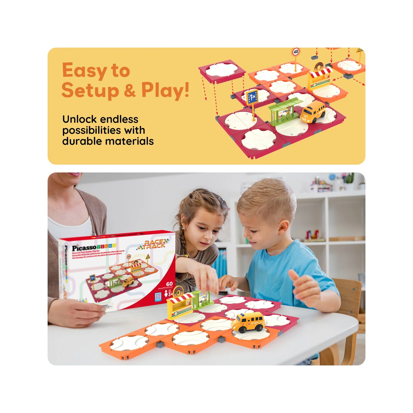 Set de 60 Piezas Pista de Carros que Rota