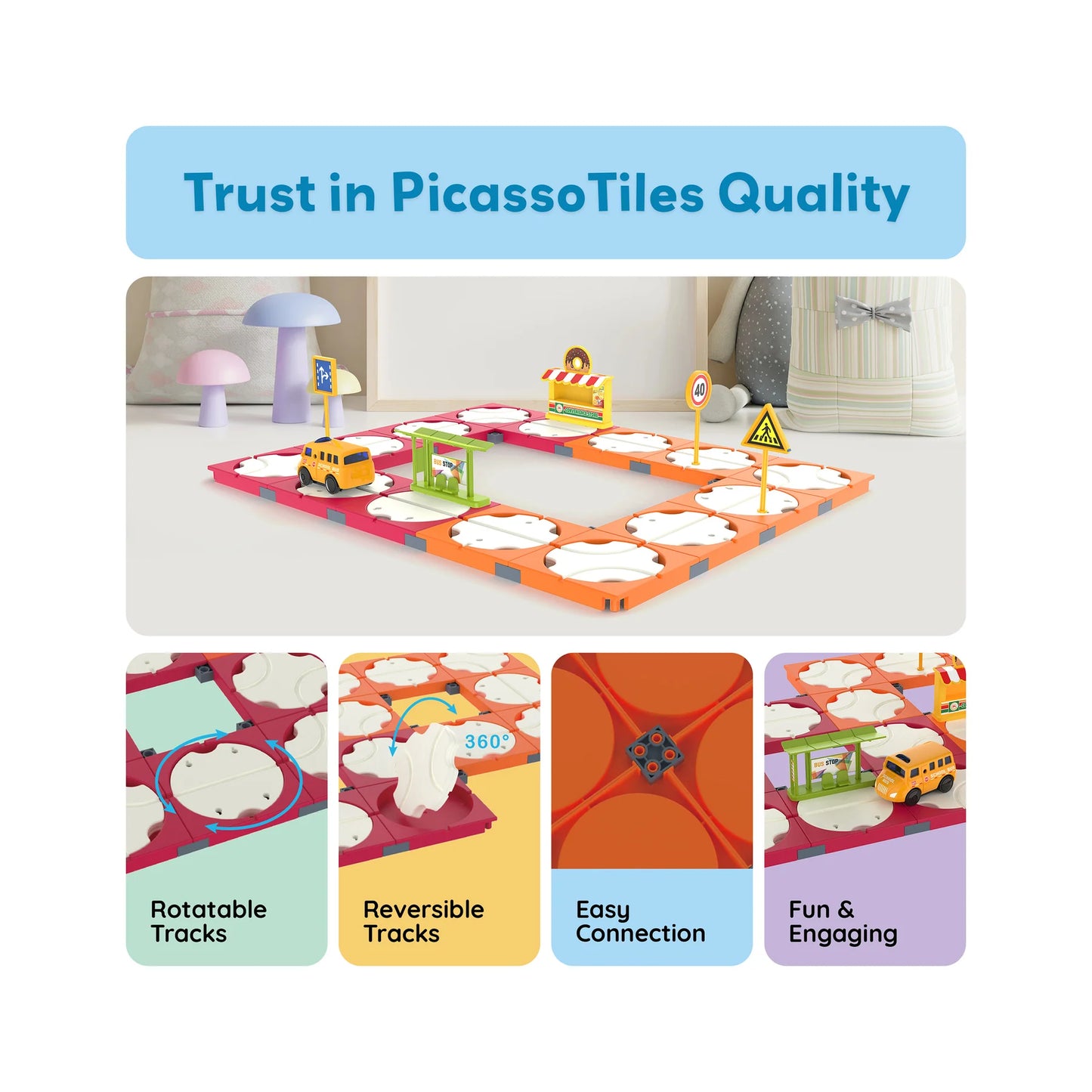 Set de 60 Piezas Pista de Carros que Rota