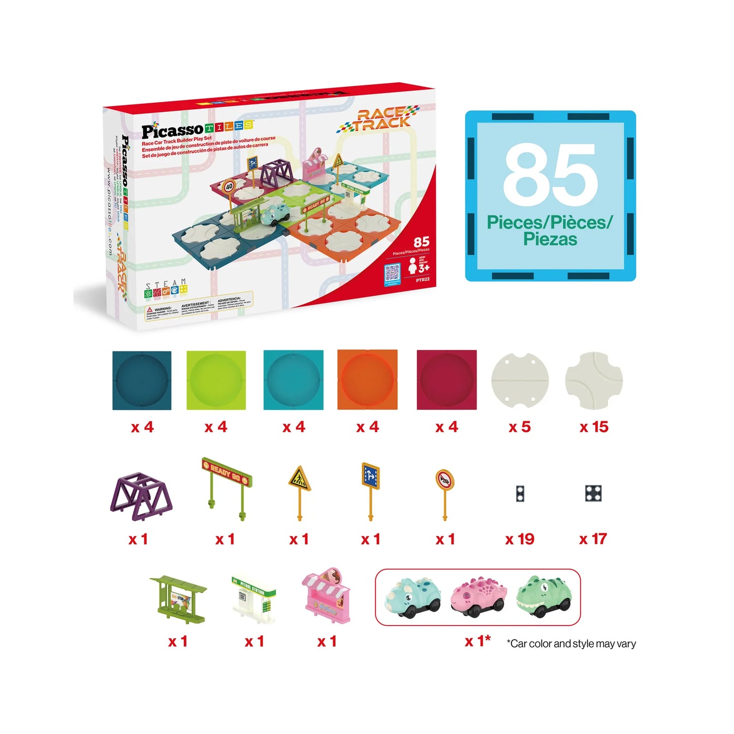 Set de 85 Piezas Pista de Carros que Rota