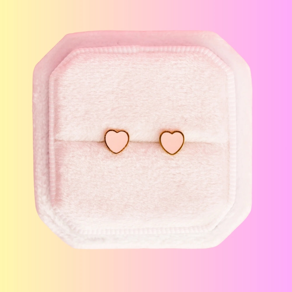 Aretes Tiny Peachy Heart  (Cubiertos 18K)