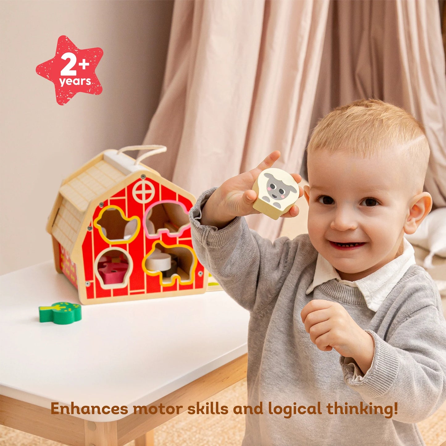 Casita de la Granja con Animales y Personajes de Madera