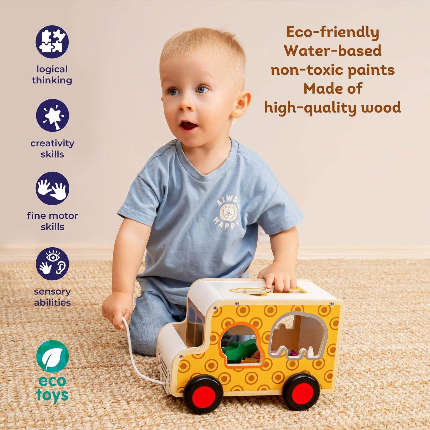 Bus de Animales para Encajar de Madera