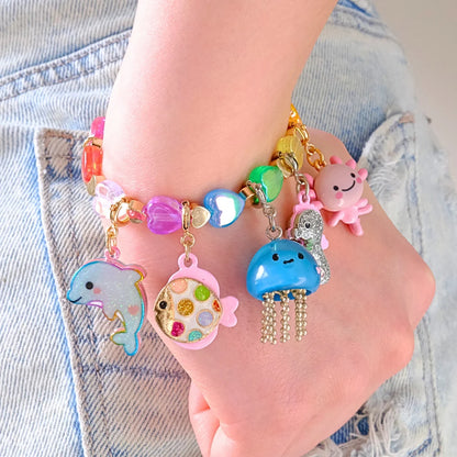 Gold Glitter Dolphin Charm