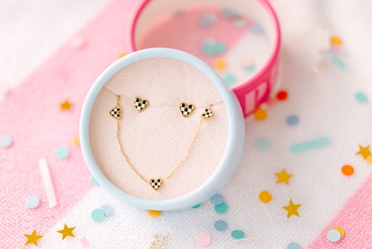 Set Corazon Blanco y Negro - Set de Collar y Aretes - Stainless Steel