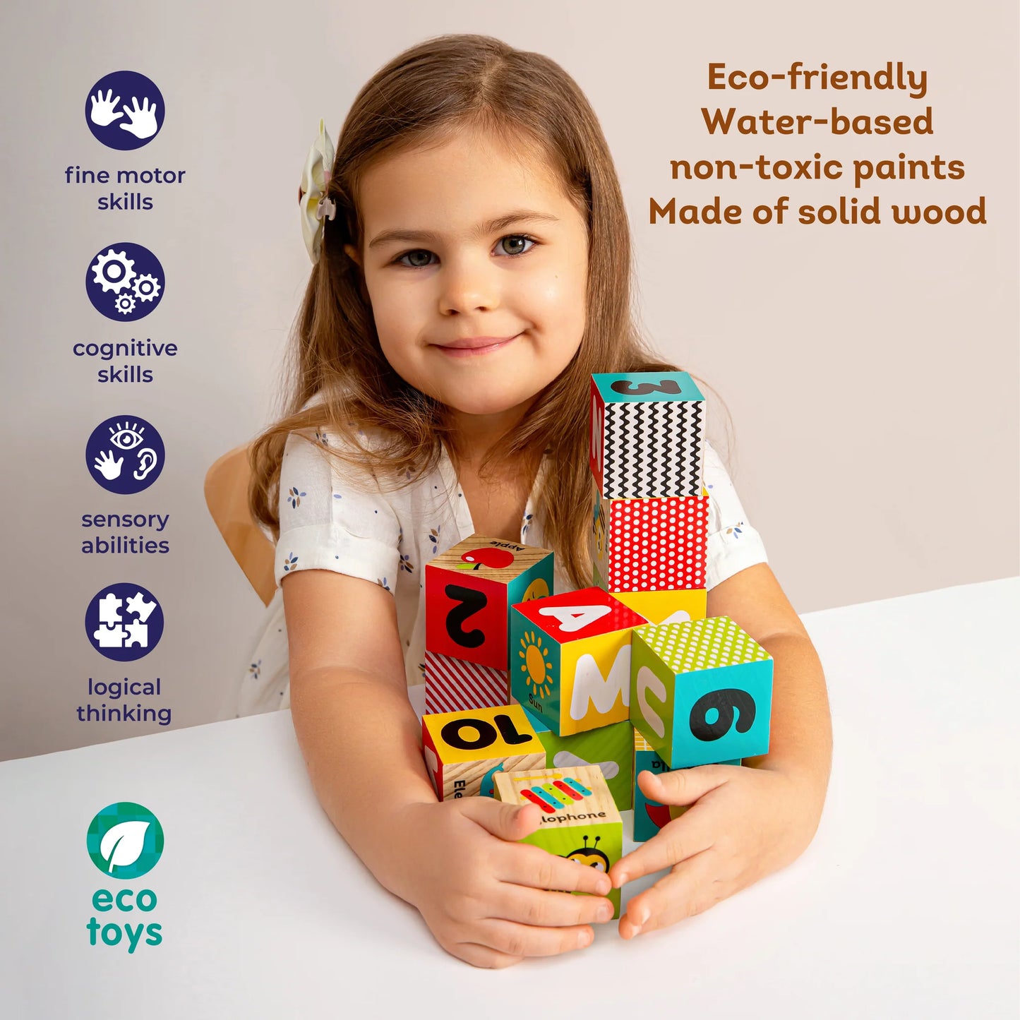 Set de Cubos de Madera de la Granja con Letras