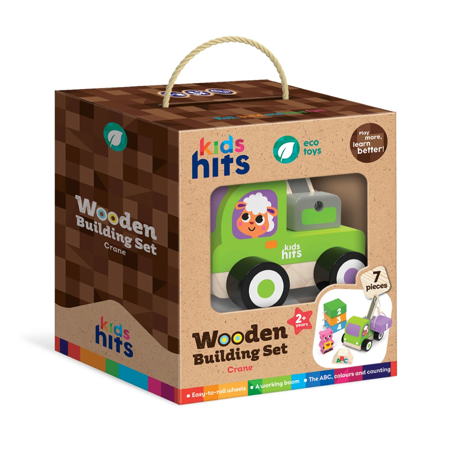 Set de Grua de Construccion con Numeros de Madera