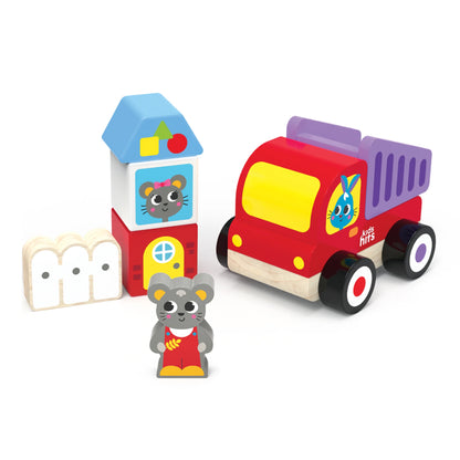 Set de Camion de Basura y Personajes de Madera