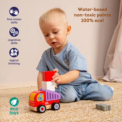 Set de Camion de Basura y Personajes de Madera