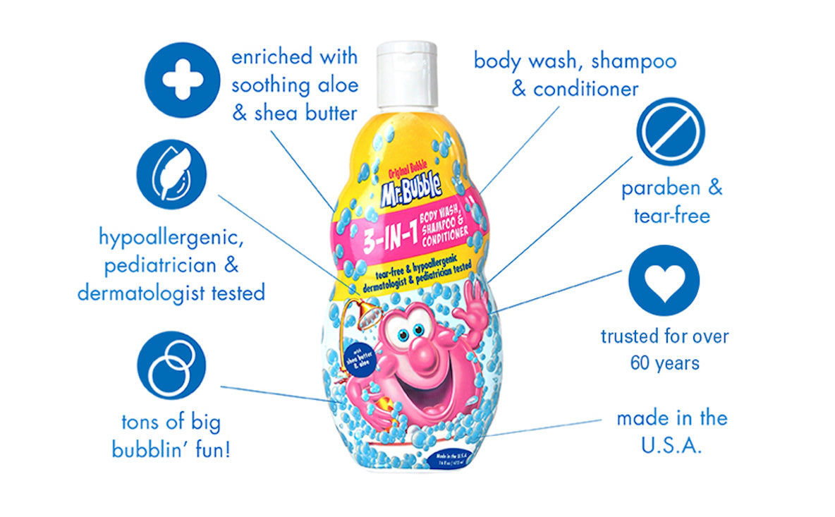 Mr. Bubble 3-in-1 Body Wash, Shampoo & Conditioner, 410ml