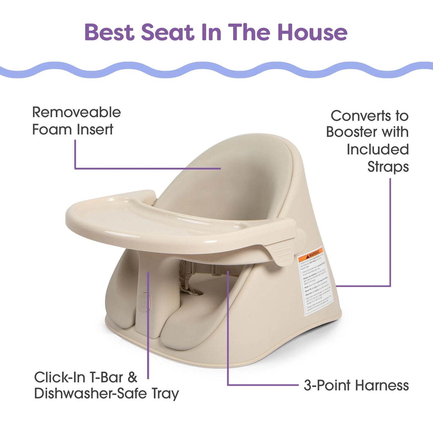 Proper Posture Seat - Silla de Comer y Booster de Postura Correcta color Crema