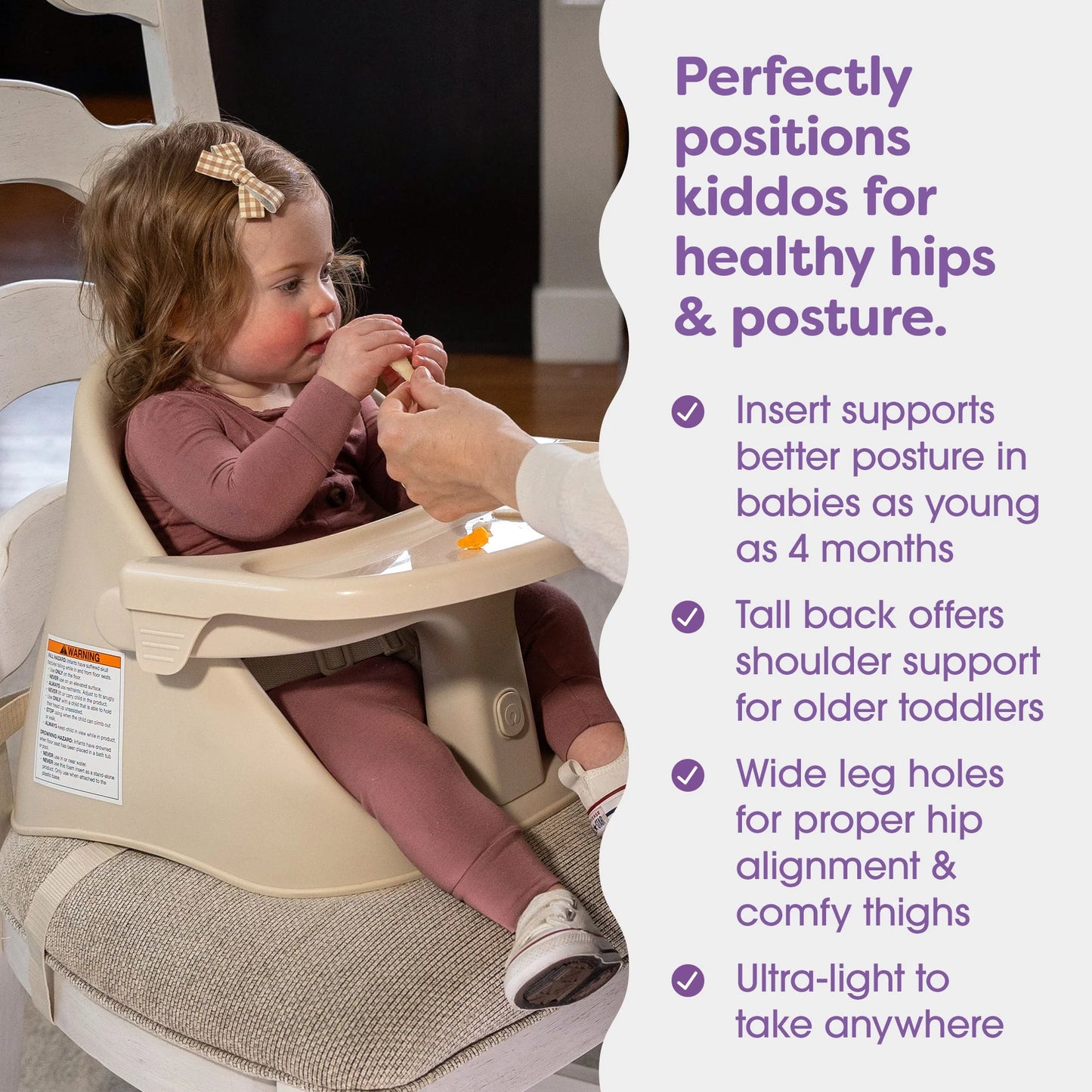 Proper Posture Seat - Silla de Comer y Booster de Postura Correcta color Crema