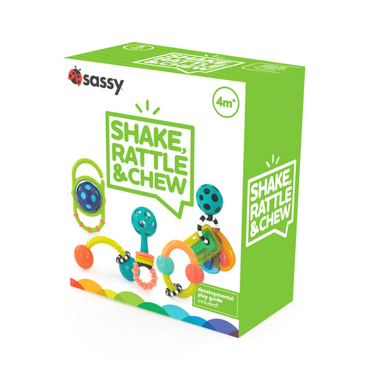 Sassy Shake, Rattle & Chew Baby Box - Cajita Sensorial
