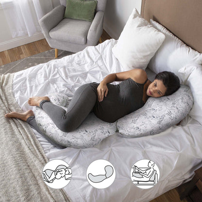 Almohada de Embarazo - Total Body Pillow - Gray Falling Leaves