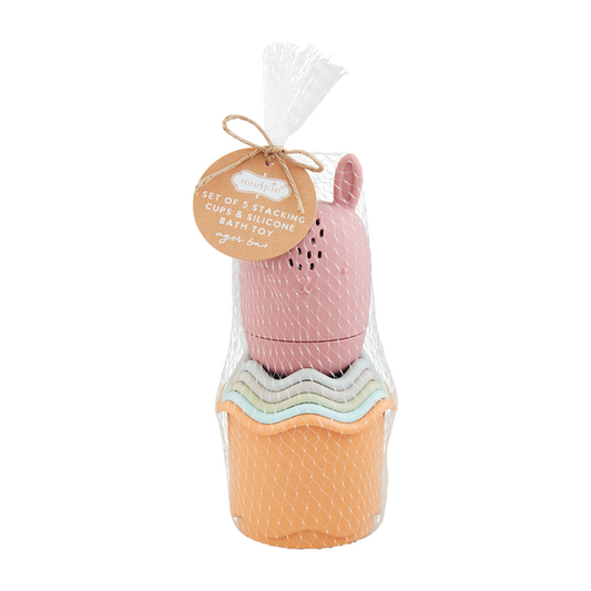 Pink Squirt Toy & Stacking Cup Set / Set de Tazas de Apilar y Juguete de Baño