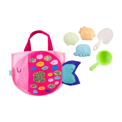 Tote de Playa con Juguetes de Pez Rosado