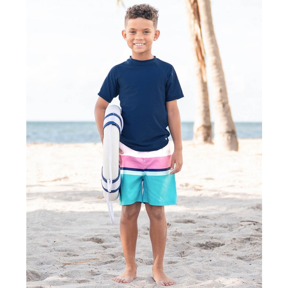 Vestido de Baño (Swim Trunks) - Azul con Rosado Colorblock