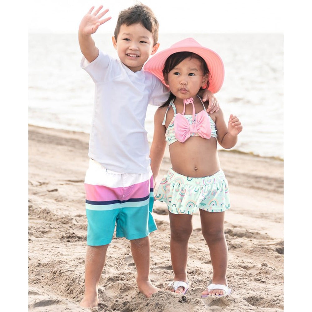 Vestido de Baño (Swim Trunks) - Azul con Rosado Colorblock