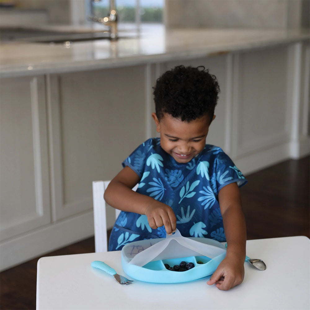 Plato de Silicona con 5 Divisiones, Succión y Tapa